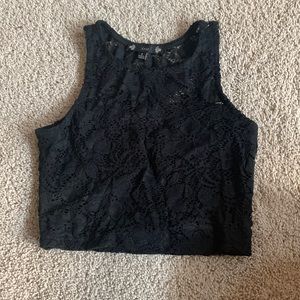 Black lace crop top